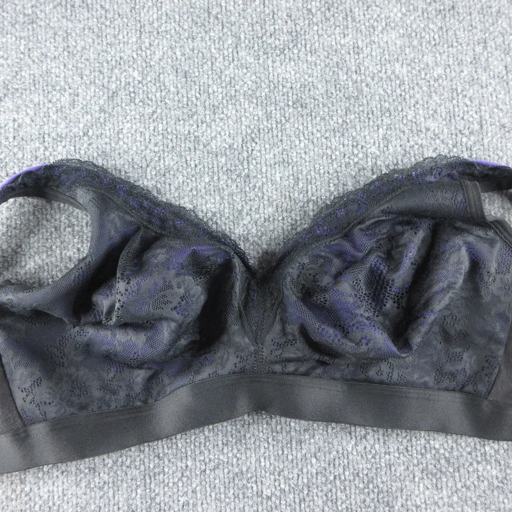 Cacique Bralette Bra Womens 44C Black Lace Wireless Lined Unpadded Everyday